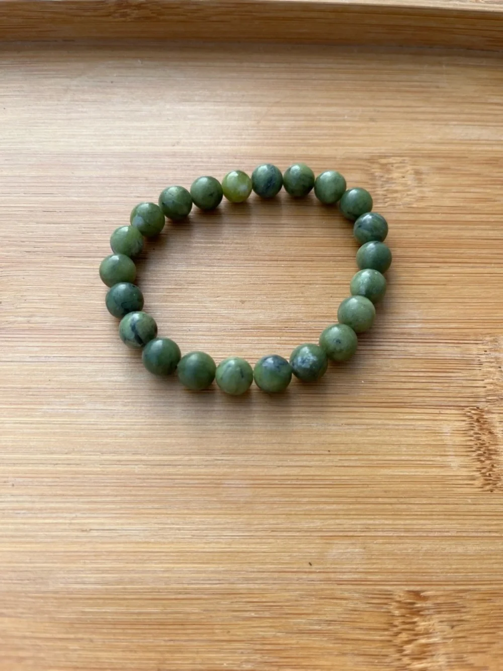 Green Beaded Stretch Bracelet - Natural Stone 6.5 inches handmade by Jayglam7 - Picture 2 of 10